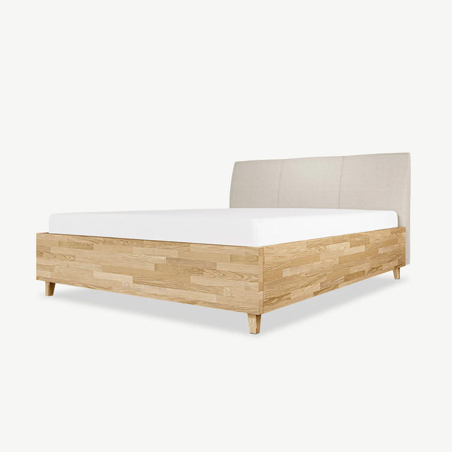 drewniane łóżko z pojemnikiem na wymiar con mobile