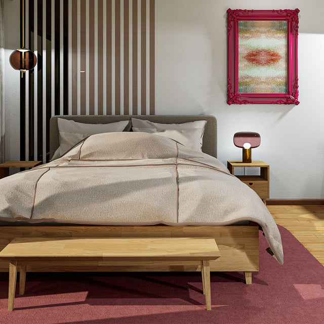 Łóżko z drewnianą ramą z litego dębu z pojemnikiem na pościel More 6