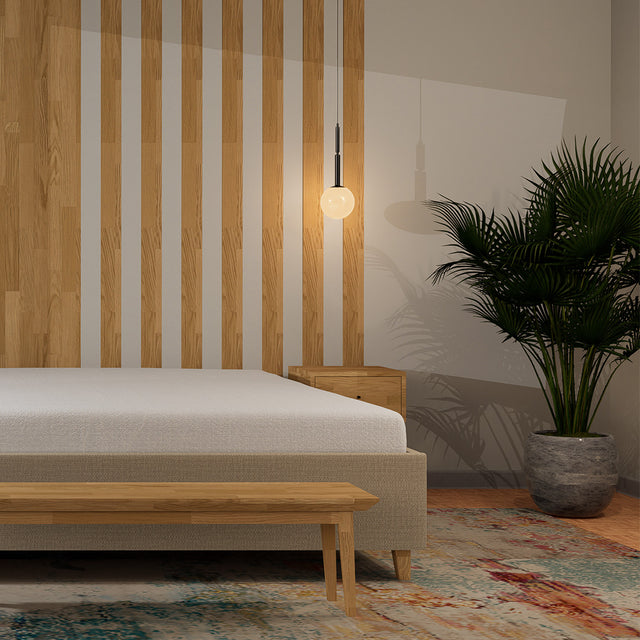 Łóżko płaskie tapicerowane z pojemnikiem flat bez wezgłowia do minimalistycznej sypialni 6